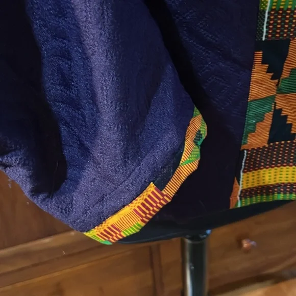 African Print Purple Jacket with Button Detail - Picture 3 of 5